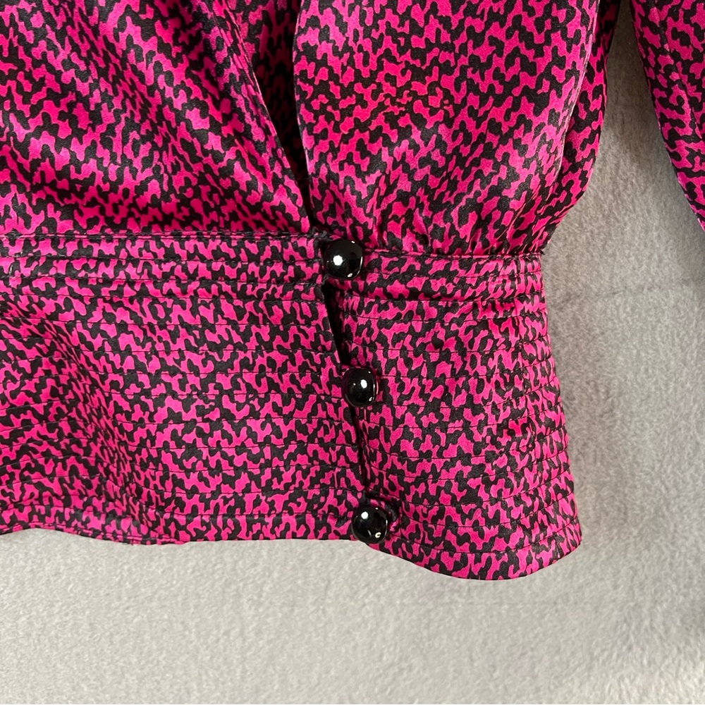 Structured Shoulder Blouse VTG 80s Liz Claiborne 8 Office Dopamine Dressing Pink - Picture 5 of 12